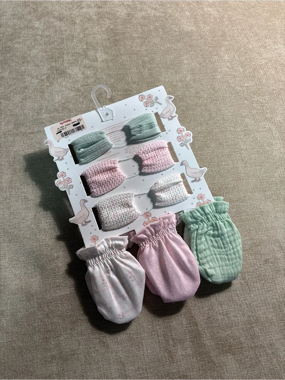 Baby Girls' Pastel Bow & Rose Headband Set with Mittens - Pink & Green